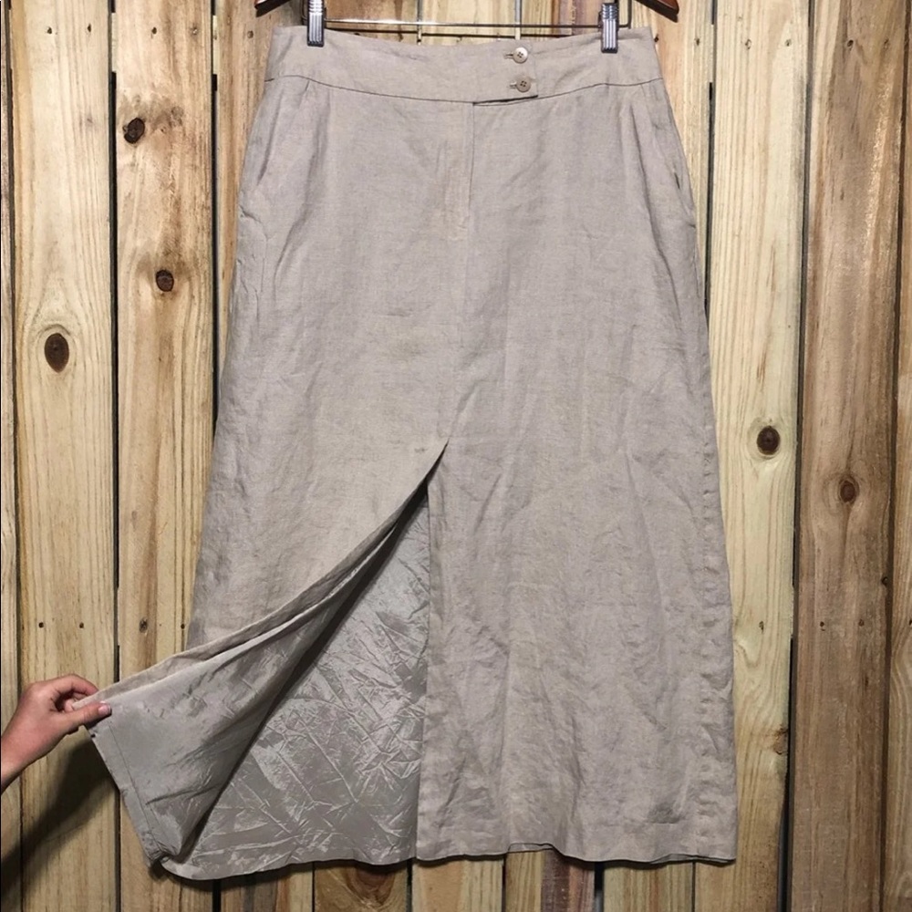 Liz Claiborne khaki linen skirt